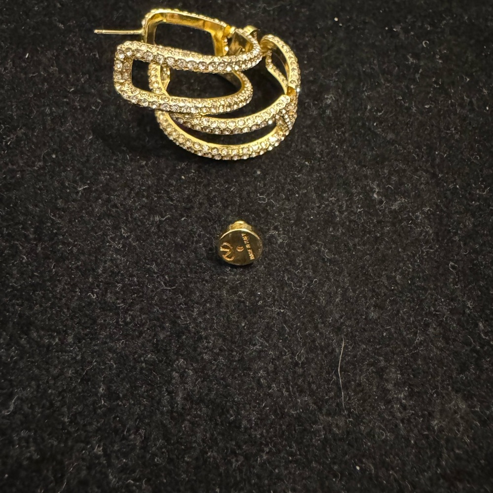 Valentino Gold and Silver Crystal Earrings - Picture 4 of 5